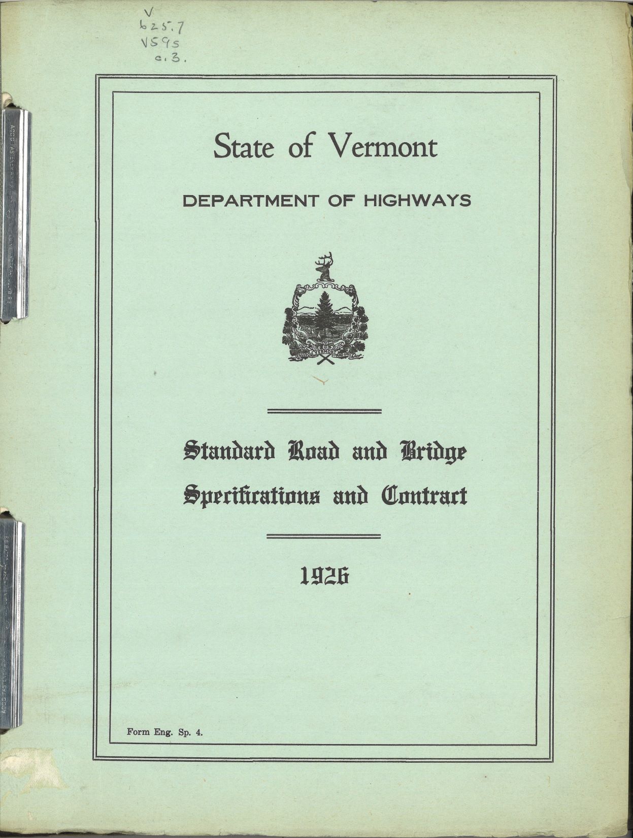 1926 Standard Road and Bridge Spec Book Cover