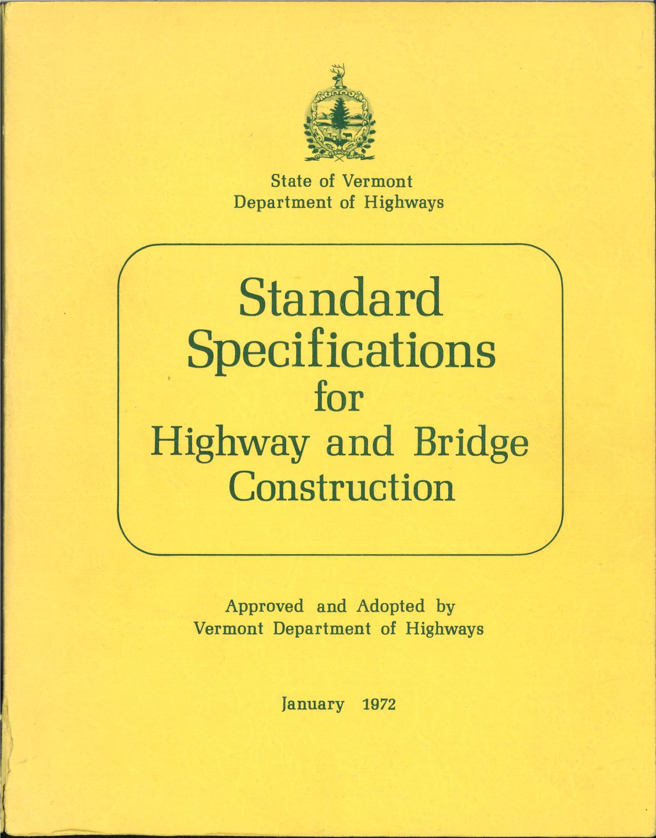 1972 Standard Specifications for Highway and Bridge Constuction Book Cover