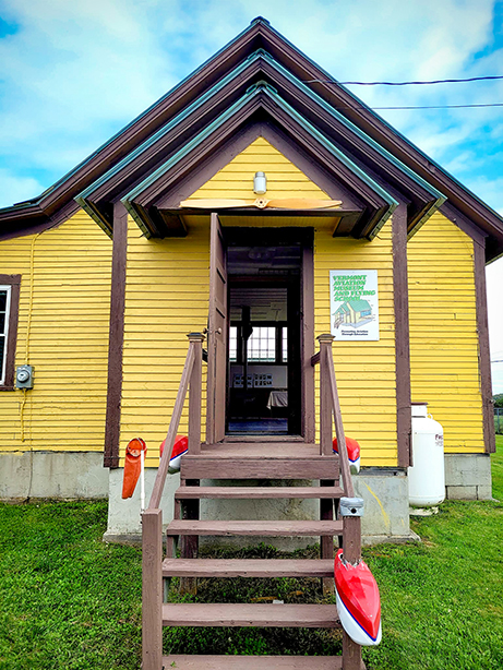 The newly restored Pudding Hill Schoolhouse building now serving as the Vermont Aviation Museum and Flying School