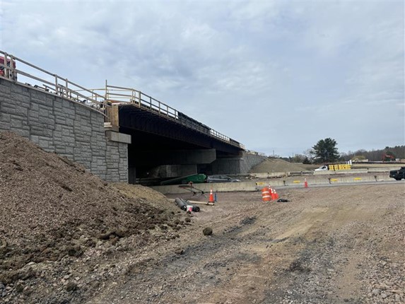 Crews continue to construct the new U.S. 2 bridge deck over I-89 in Colchester, VT.