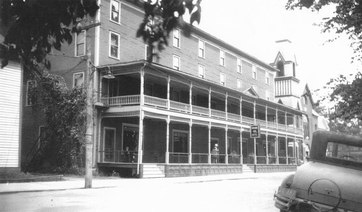 Historic black and white image of the Grand Avenue Hotel