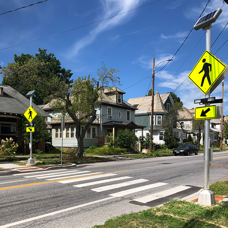 Example of the push button-activated signals that will be installed as part of this project. 