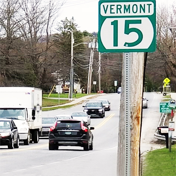 An image of VT Route 15 in Essex