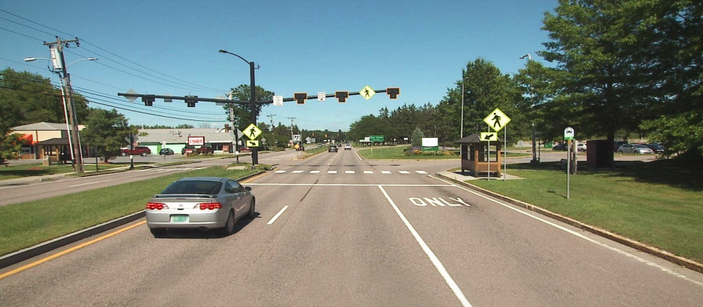 A view of VT Route 15 headed east near the intersection with UVM Medical Center - Fanny Allen Campus